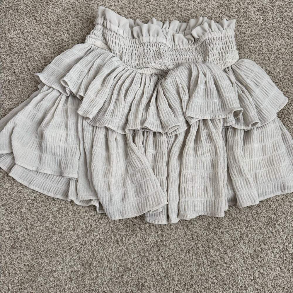 Forever 21 Cream Ruffled A-Line Skirt